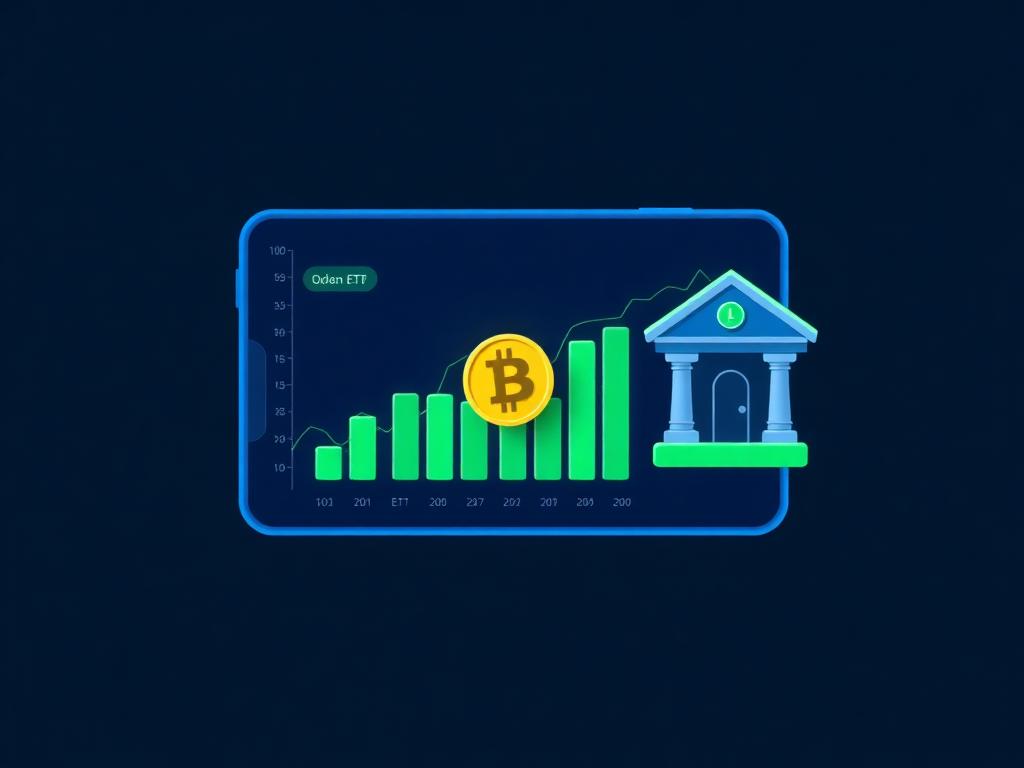 Ilustración de un gráfico bursátil con un ETP de Bitcoin