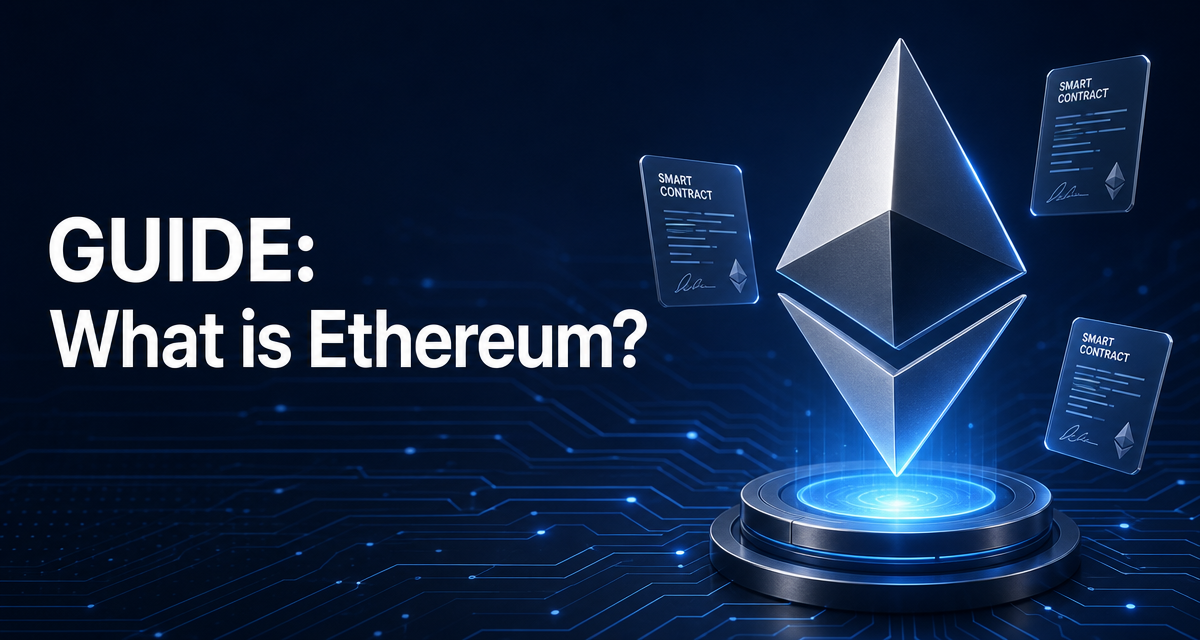 Ilustración del rombo de Ethereum con contornos de neón sobre fondo negro