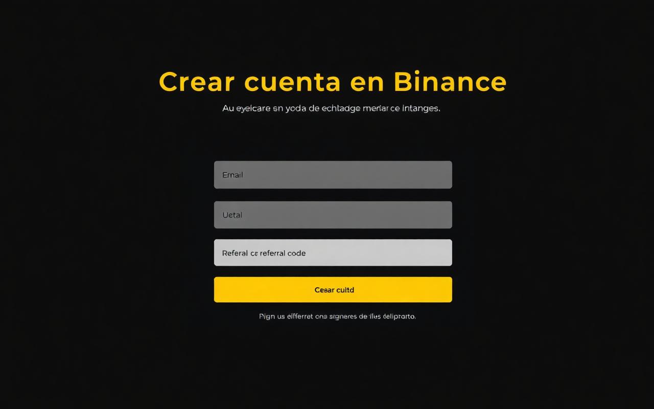 Ecran de înregistrare pentru deschiderea unui cont pe Binance