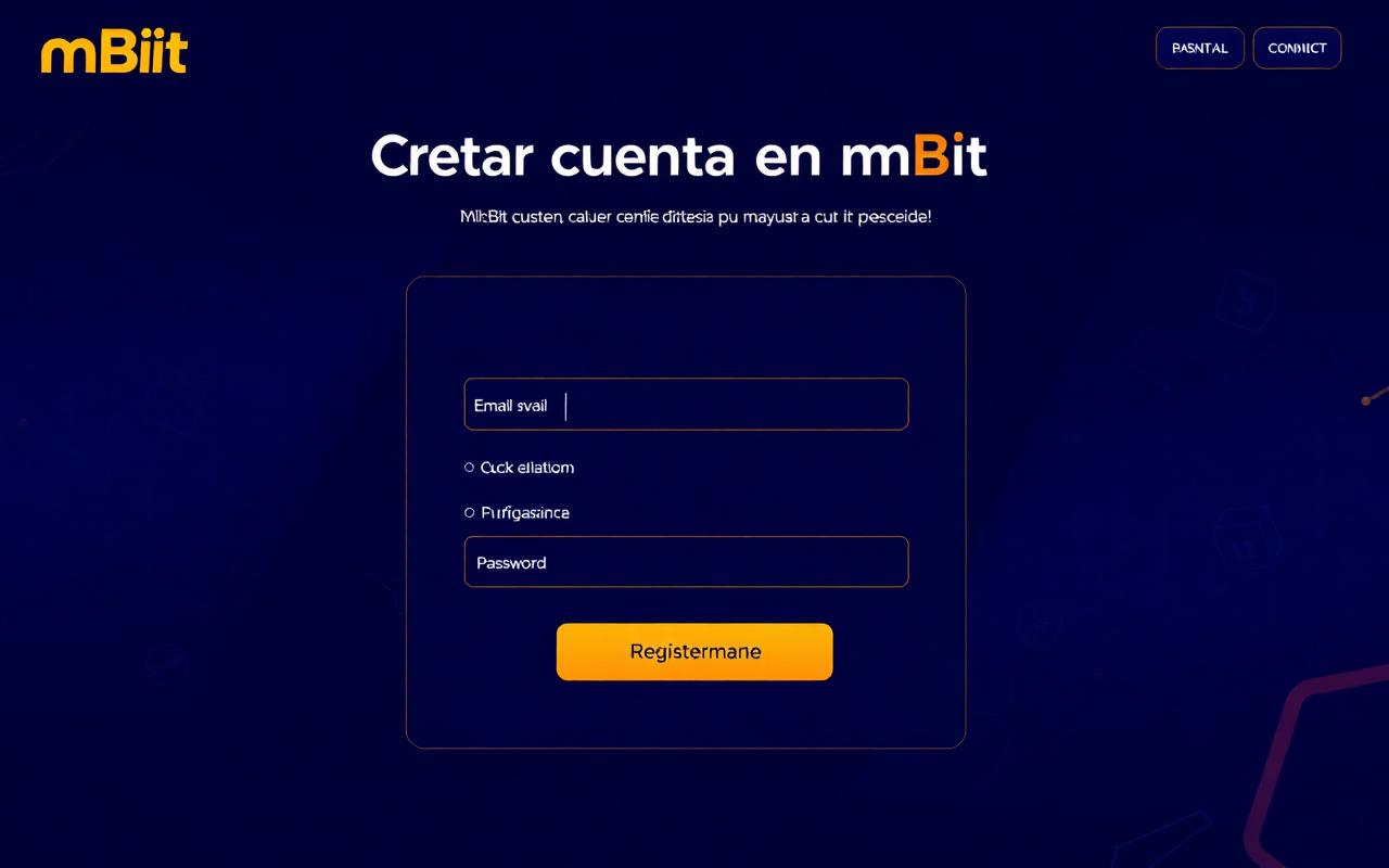 Ecran de înregistrare pentru deschiderea unui cont pe mBit Casino