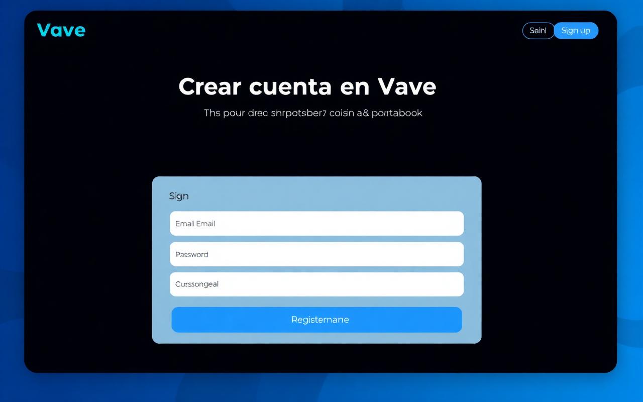 Ecran de înregistrare pentru deschiderea unui cont pe Vave