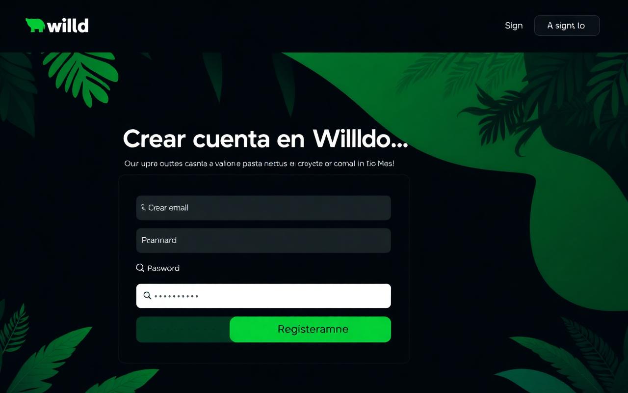Ecran de înregistrare pentru deschiderea unui cont pe Wild.io