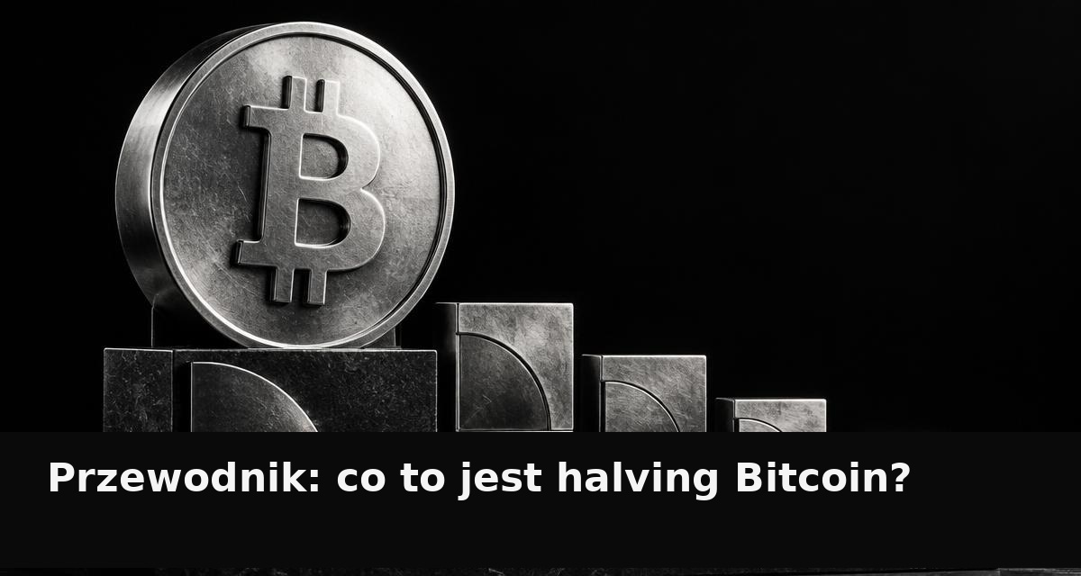 Srebrny Bitcoin i malejące bloki reprezentujące redukcję emisji