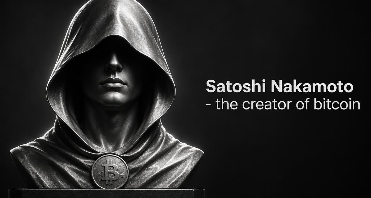 Satoshi Nakamoto: the creator of Bitcoin, represented as an anonymous hooded figure
