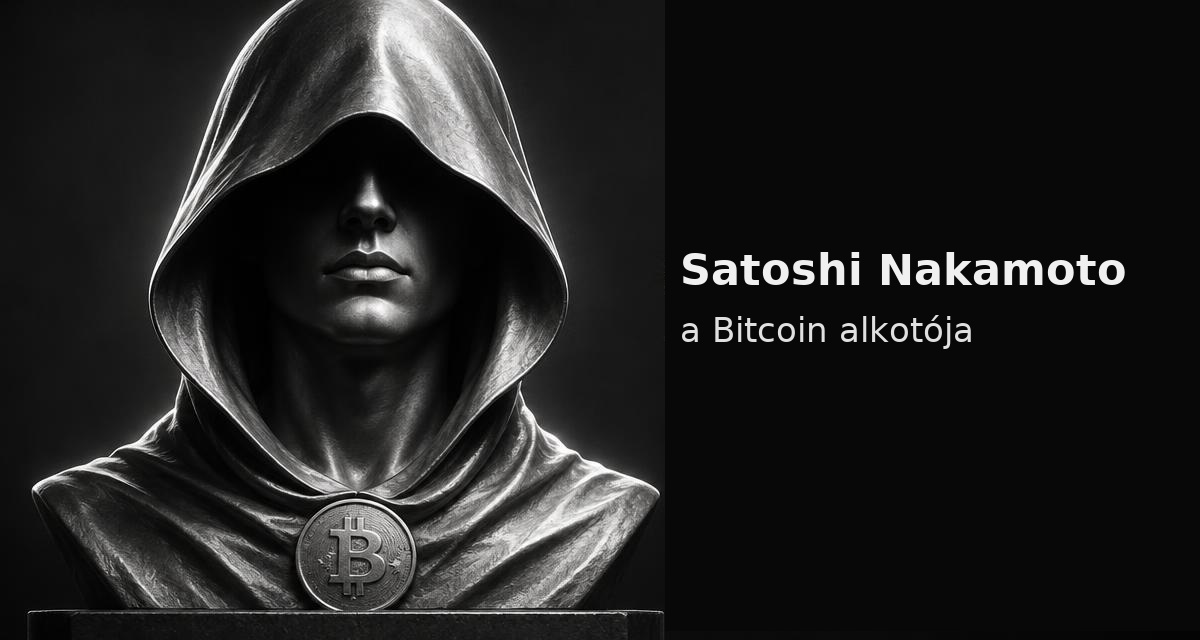 Satoshi Nakamoto: a Bitcoin alkotója, névtelen, kapucnis alakként ábrázolva